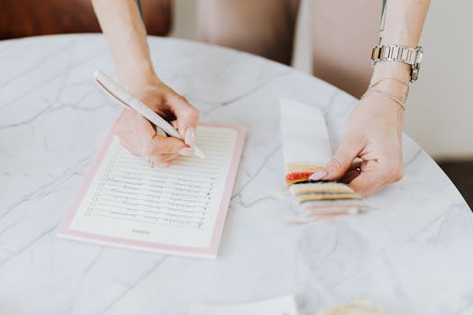 organized grocery list on a table