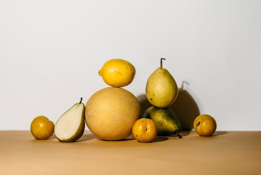 a colorful assortment of fruits and whole grains