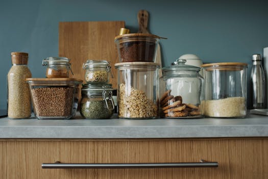 organized pantry with meal prep essentials