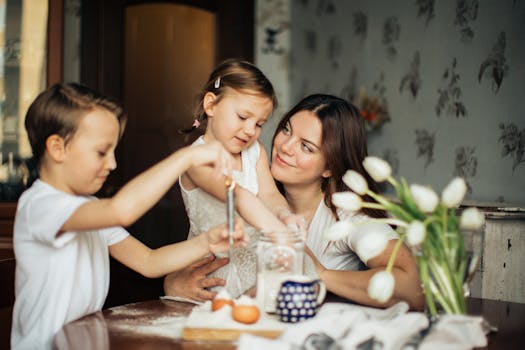 family cooking together in the kitchen