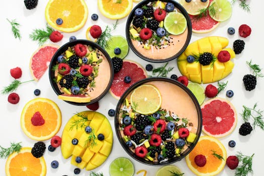 colorful bowls of healthy food