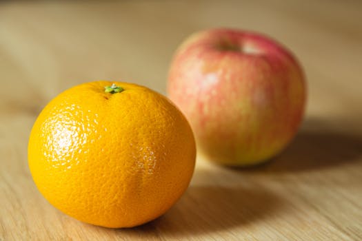 colorful fruits on a wooden table