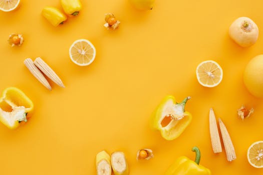 colorful fruit and vegetable spread