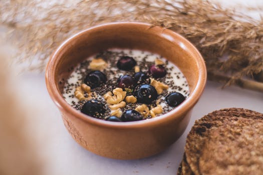 healthy breakfast bowl with yogurt, fruits, and nuts