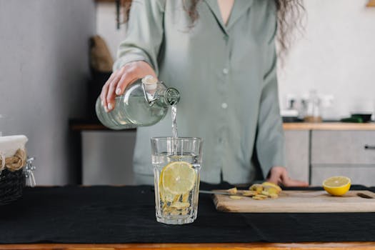 glass of water with lemon