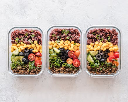 healthy meal prep with colorful vegetables