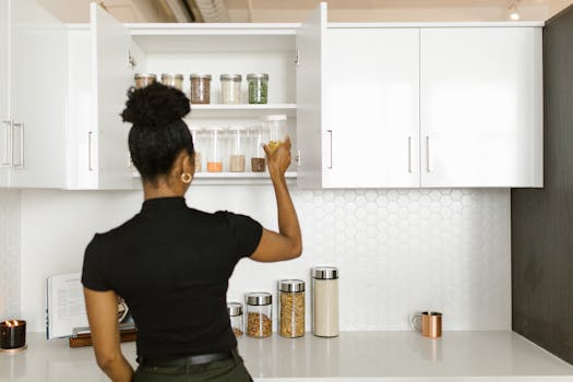 organized pantry with labeled containers